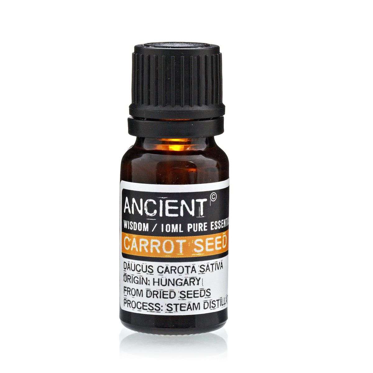 10 ml bottle of Carrot Seed Essential Oil from dried seeds, used for aromatherapy and skin care