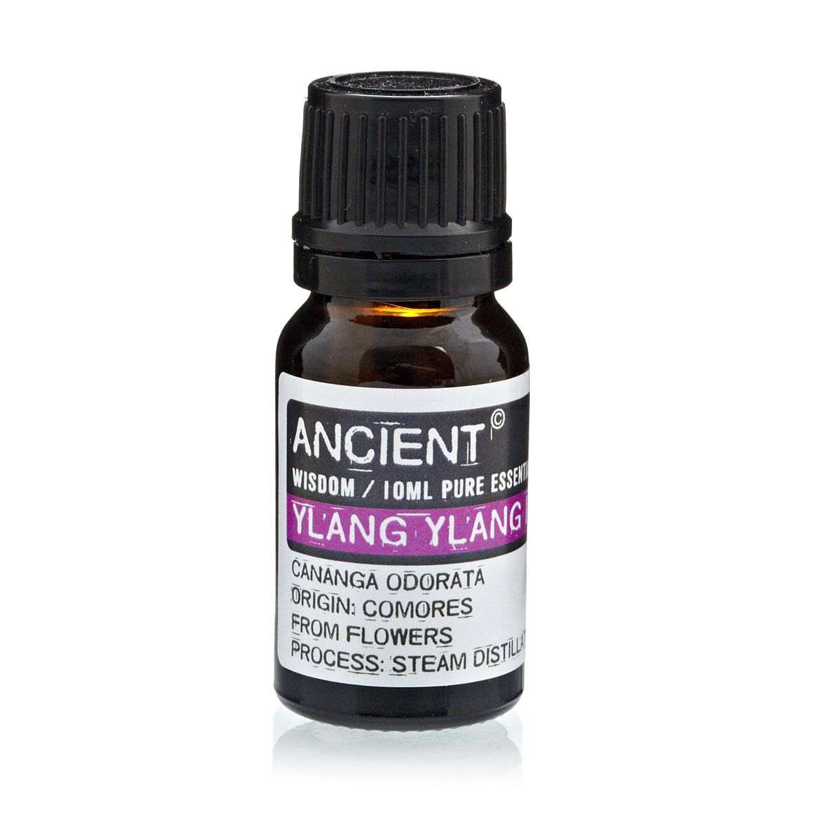 10 ml bottle of Ylang Ylang III essential oil from Cananga Odorata flowers extracted by steam distillation