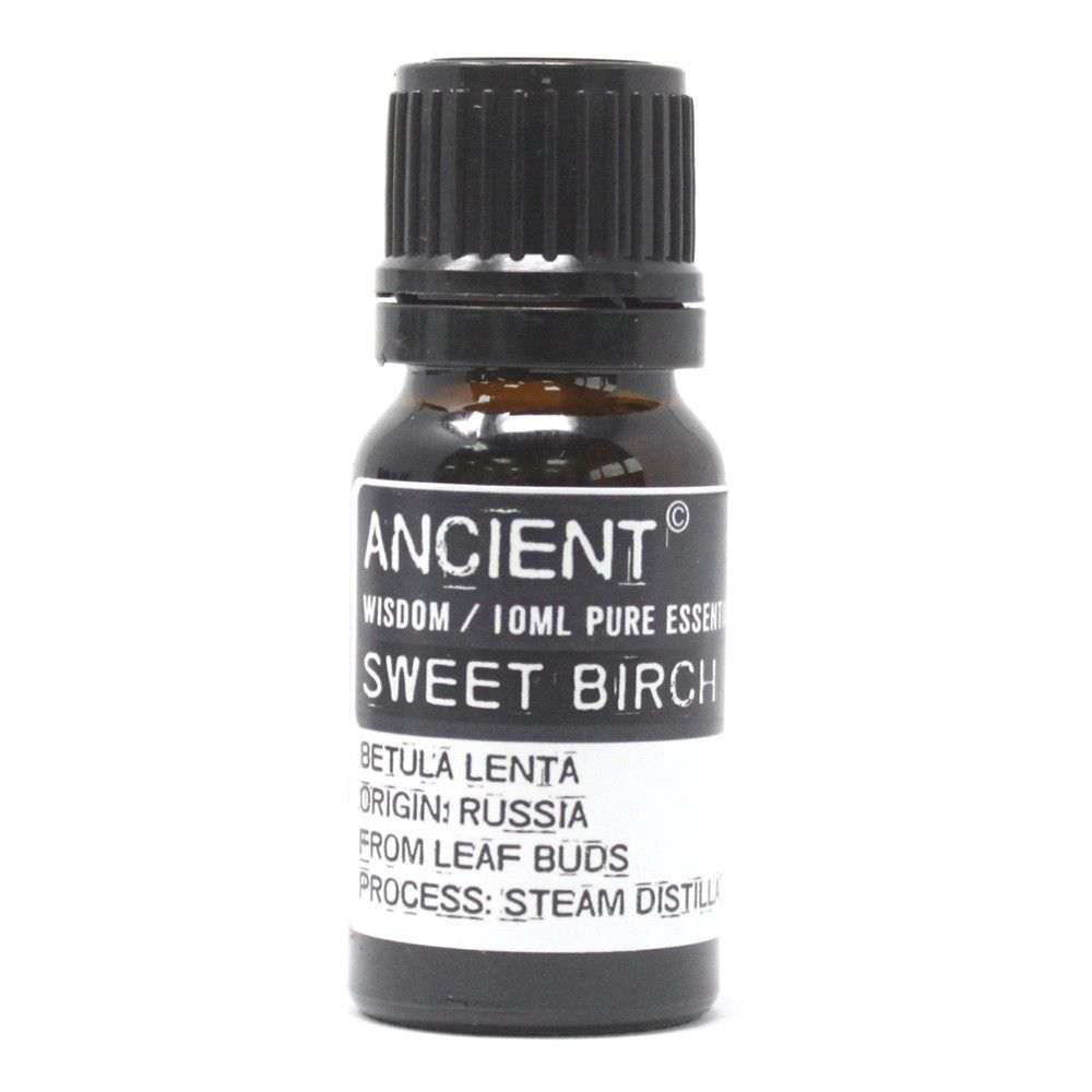 10 ml bottle of Sweet Birch Essential Oil with natural astringent properties from Betula Pendula Roth leaf buds