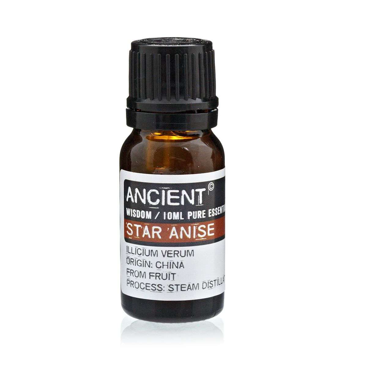 10 ml bottle of Aniseed China Star essential oil with star anise fruit from China