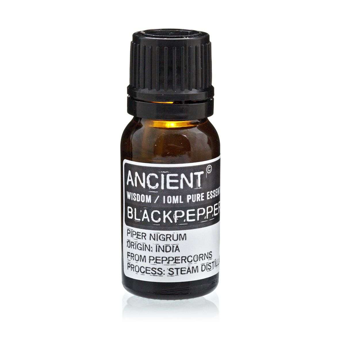 10 ml bottle of Blackpepper Essential Oil from India, made by steam distillation of peppercorns