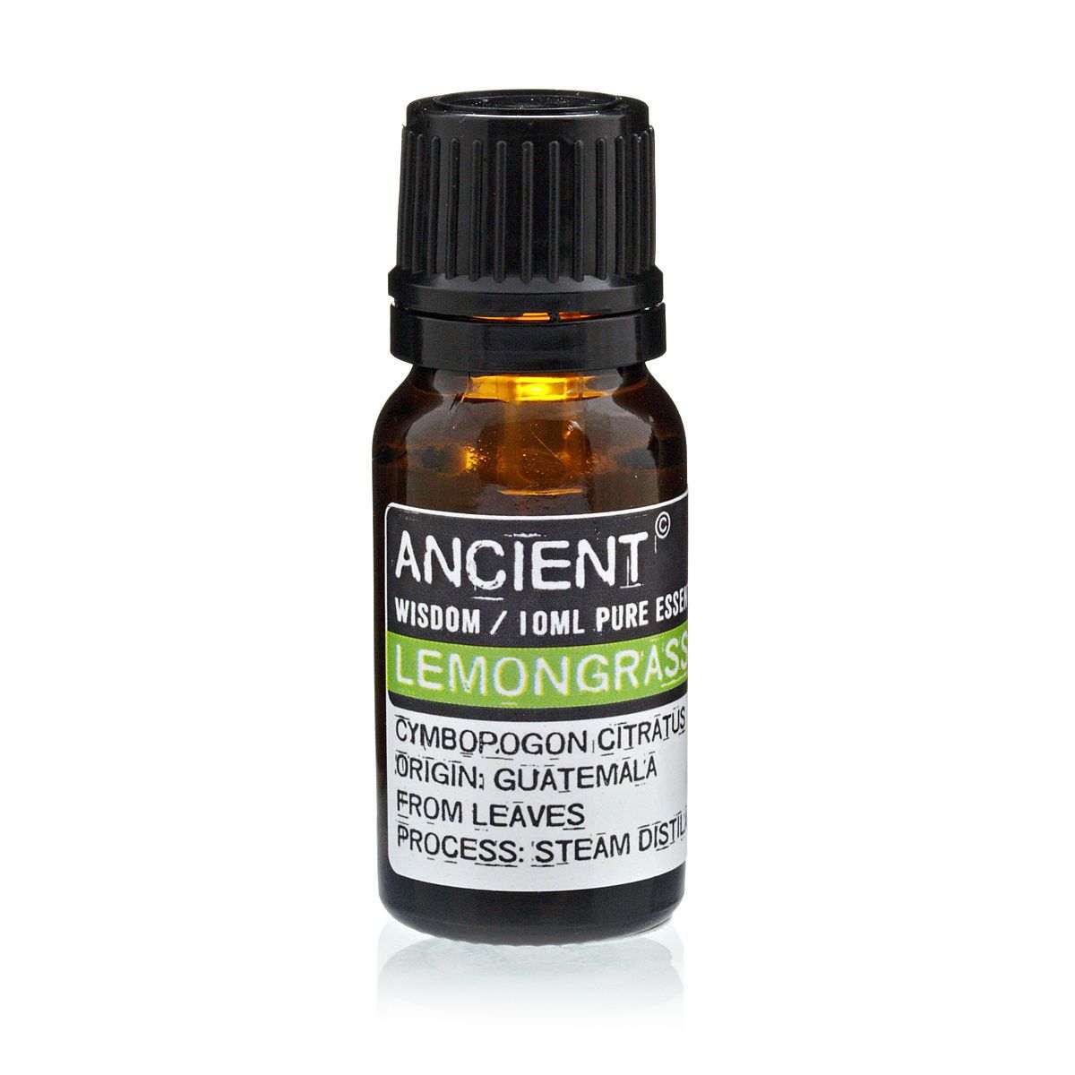 10 ml bottle of Lemongrass Essential Oil from Cymbopogon Citratus leaves, Guatemala, steam distilled