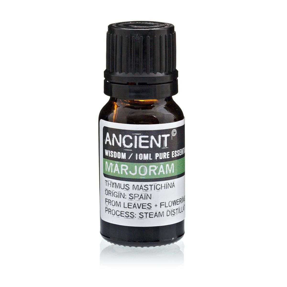 10 ml bottle of Marjoram Essential Oil from Spain with leaves and flowers used