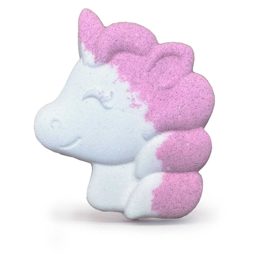 Unicorn shaped passion fruit scented bathbomb with foaming solution, 100g