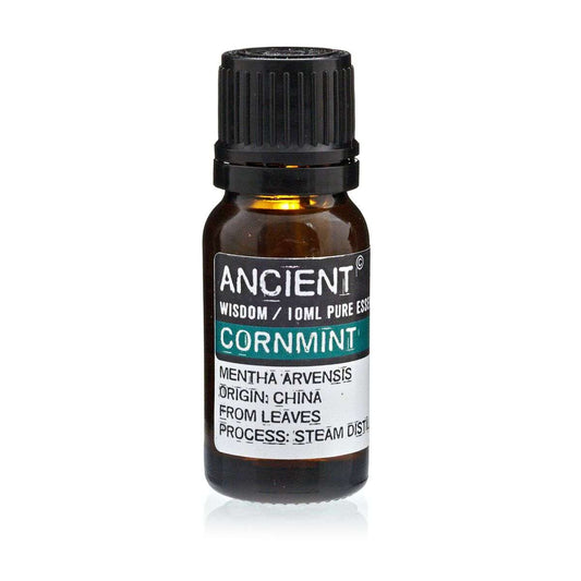 10 ml bottle of Cornmint essential oil from Mentha Arvensis leaves, used for therapeutic and digestive benefits