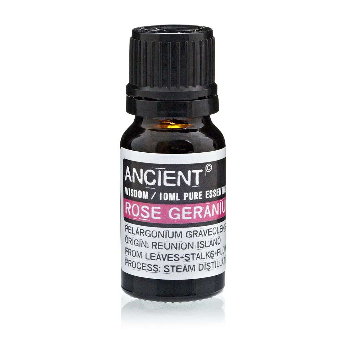 10 ml bottle of Rose Geranium Essential Oil for skincare and fragrance use