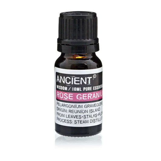10 ml bottle of Rose Geranium Essential Oil for skincare and fragrance use