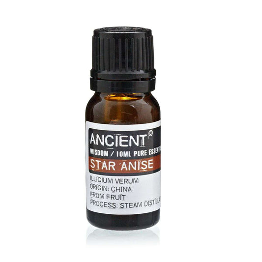 10 ml bottle of Aniseed China Star essential oil from Illicium Verum fruit, steam distilled in China