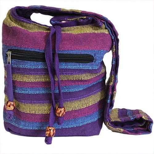 Nepal Sling Bag with wild flower design and wide shoulder strap for travel