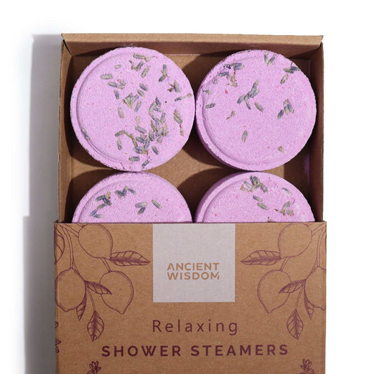 Zen Shower Steamers therapy wellness gift set with natural essential oils and lavender seeds in packaging